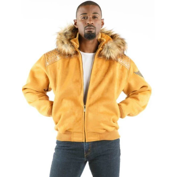 Pelle Pelle Yellow Airbourne Wool Jacket | Fur Hood Jacket