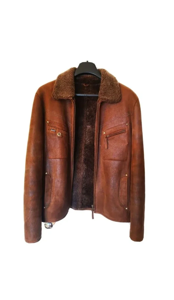 Pelle Pelle Brown Sherpa Leather Fur Coat | Men & Women