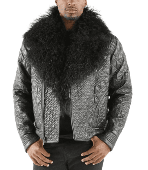 Pelle Pelle Biker Men Quilted Grey Jacket