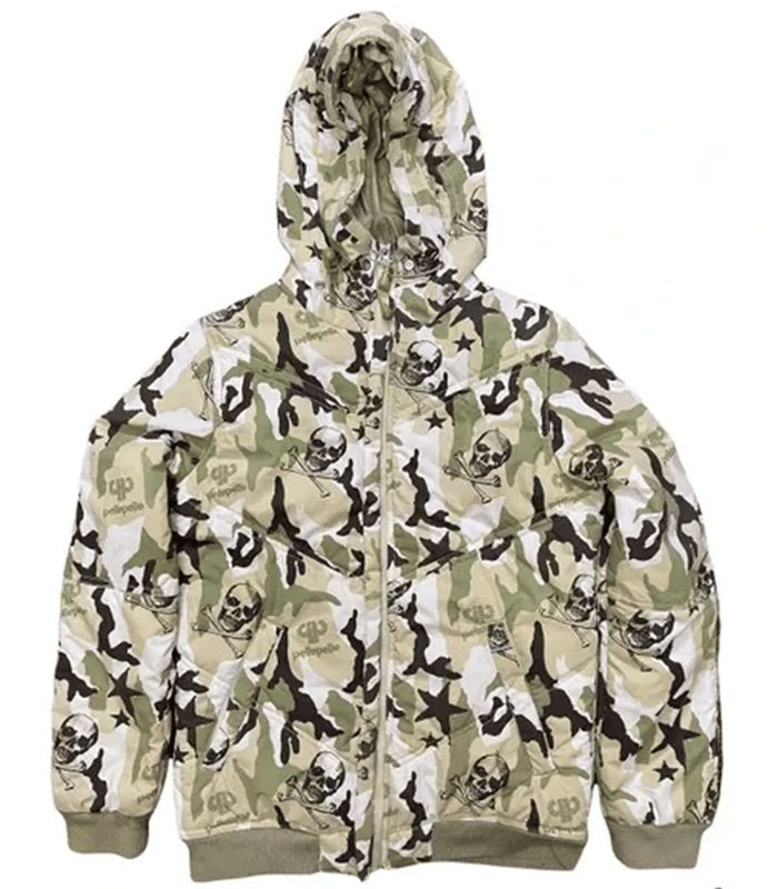 Pelle Pelle Skeleton Design Puffer Hood Jacket