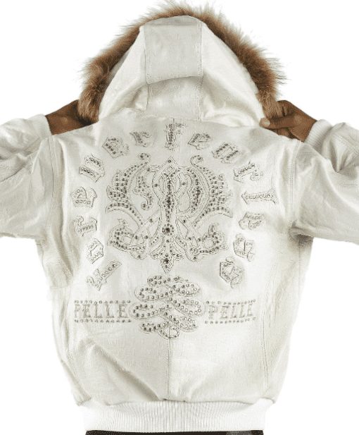 Pelle Pelle Fur Hood White Leather Jacket