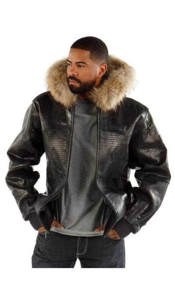 Pelle Pelle plain Simple Fur Hooded Leather Jacket