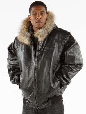 Pelle Pelle Simple Fur Hooded Leather Jacket , Fur Hooded Leather Jacket