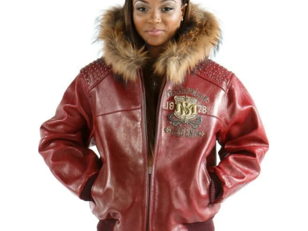 Maroon jacket with fur hood hotsell