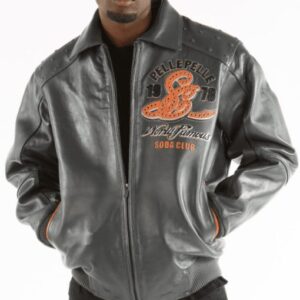 Pelle Pelle Men Grey MB Leather Jacket | Soda Club jacket view 1