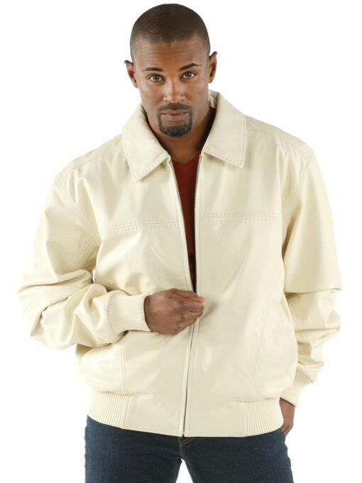 Pelle Pelle Plain White Soft Leather Jacket