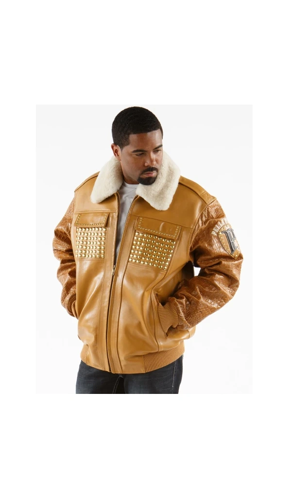 Pelle Pelle Brown Fur Collar Leather Jacket | Men  Jacket