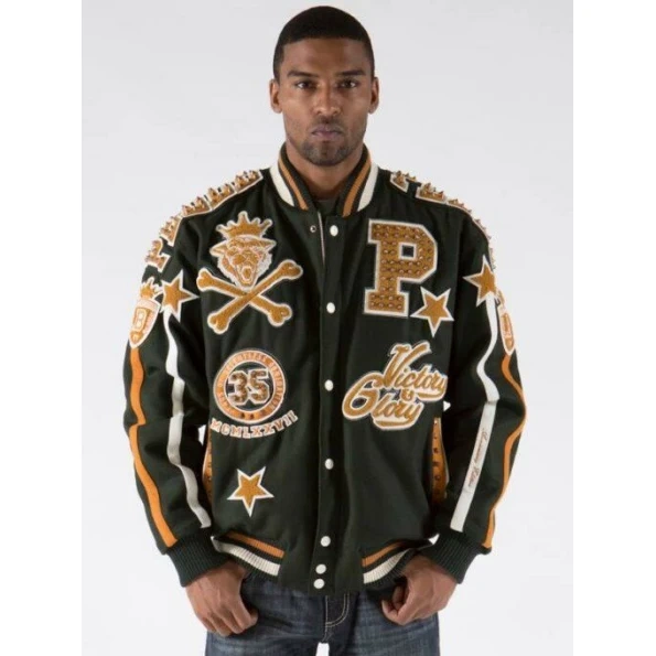 Pelle Pelle Dark Green Wool Varsity Jacket