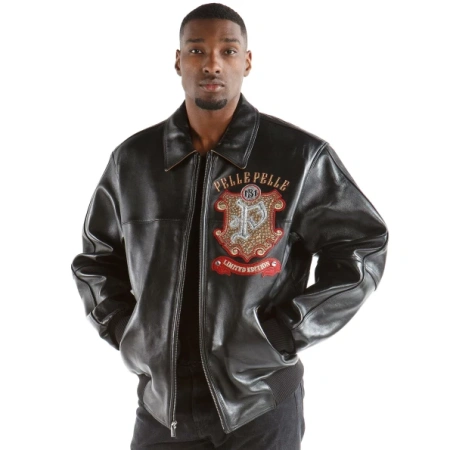 Pelle Pelle Black Croc Leather Men Jacket