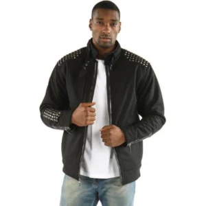 Pelle Pelle Black Wool Studded Jacket | Men Jacket