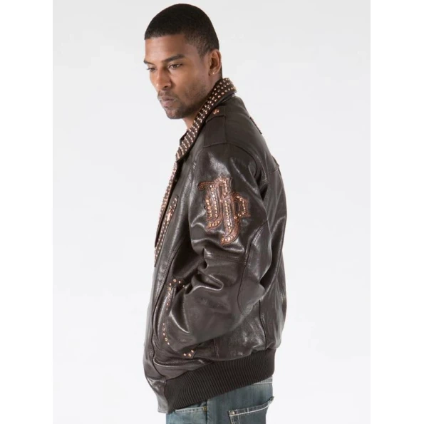 Pelle Pelle Biker Brown Leather Studs Jacket