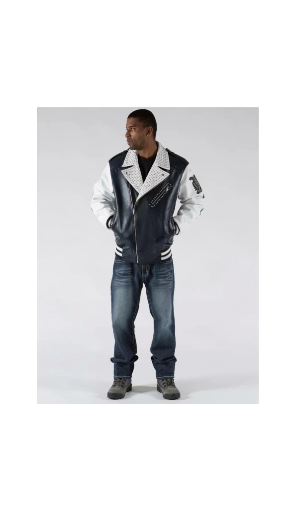 Pelle Pelle White Black Biker Men Jacket | Leather Jacket