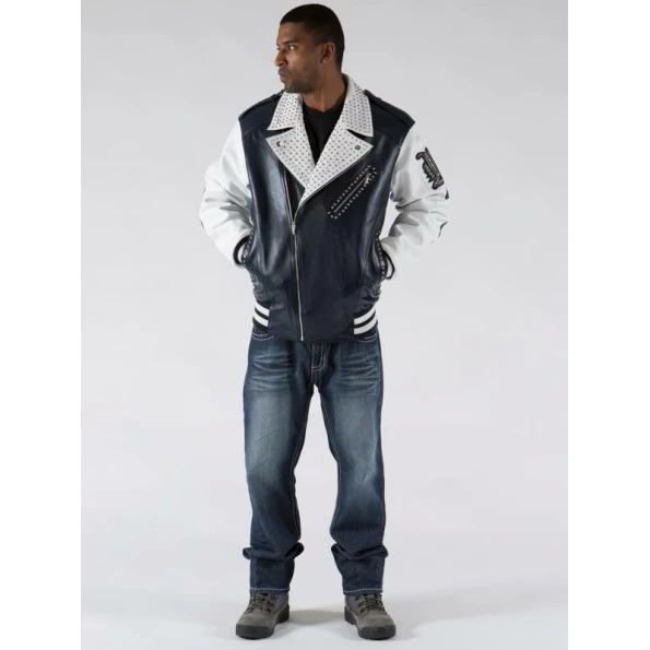 Pelle Pelle White Black Biker Men Jacket | Leather Jacket