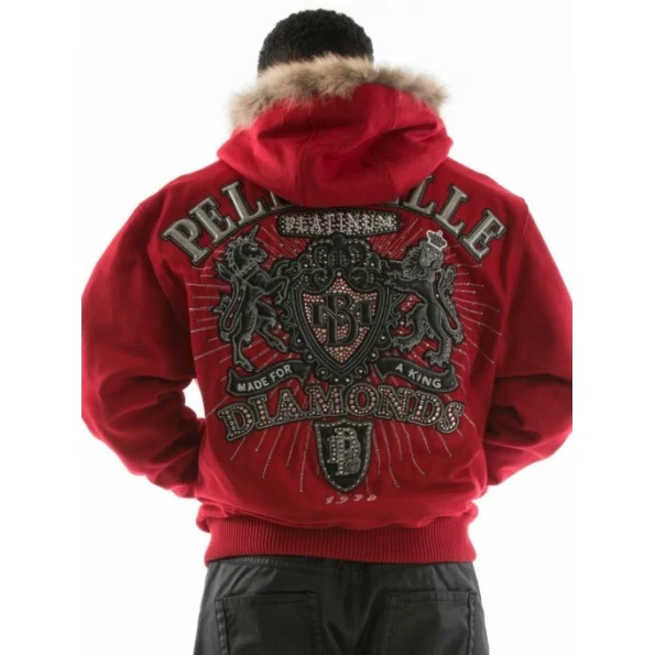 Pelle Pelle Red Diamond Men Fur Hood Jacket