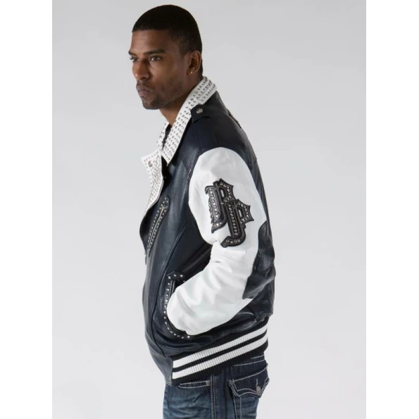 Pelle Pelle White Black Biker Men Jacket