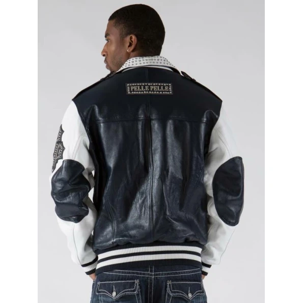 Pelle Pelle White Black Biker Men Jacket