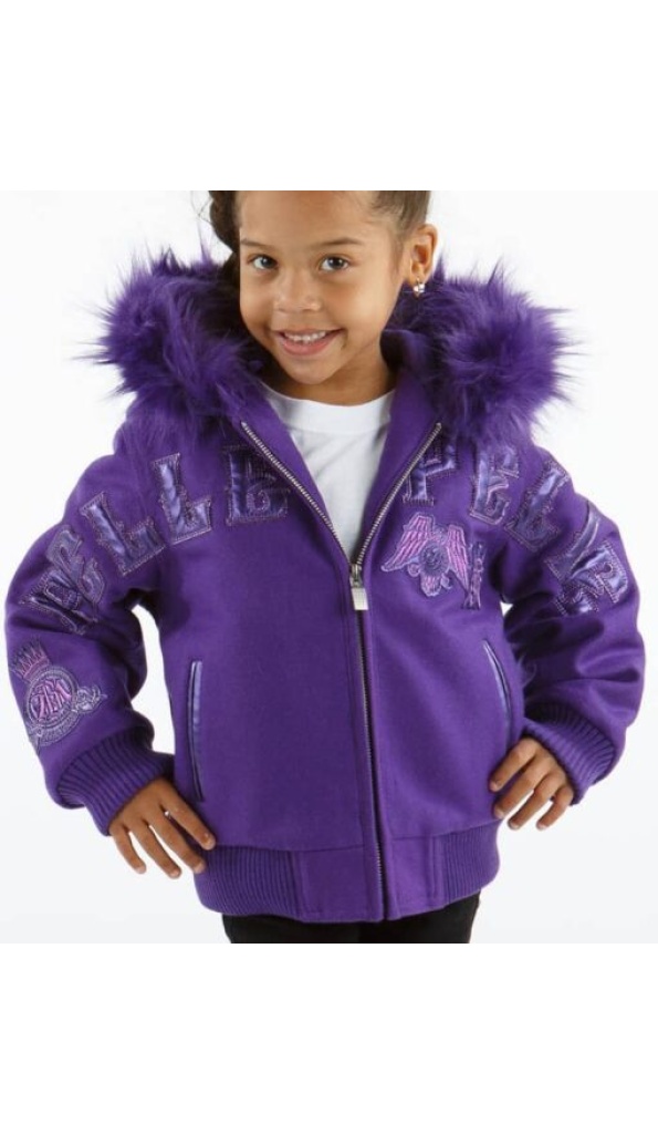 Pelle Pelle Kids Purple MB Wool Jacket | Fur Hood Jacket