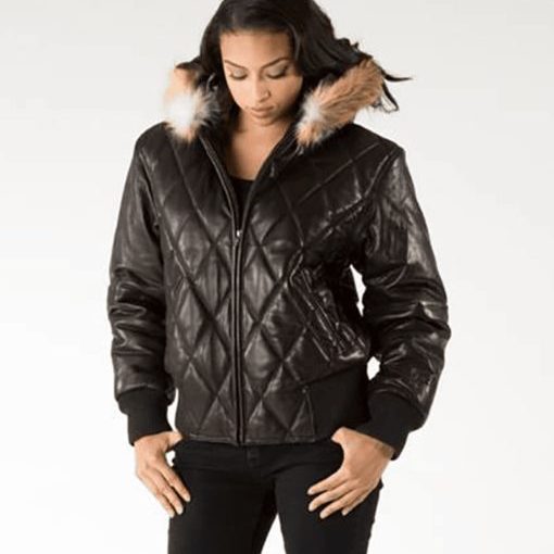 Pelle Pelle Women Quilted Fur Hood Jacket | Leather Jacket