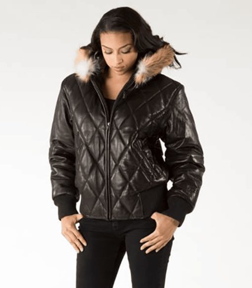 Pelle Pelle Women Quilted Fur Hood Jacket