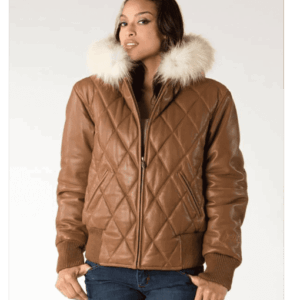 Pelle Pelle Leather Fur Hood Brown Jacket | Quilted Jacket view 2