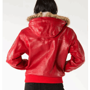 Pelle Pelle Red Leather Crest Fur Hood Jacket | Women Jacket view 4