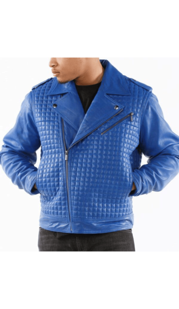 Pelle Pelle Blue Houndstooth Quilted Jacket | Leather Jacket