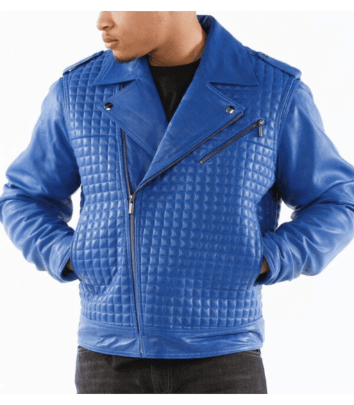 Pelle Pelle Blue Houndstooth Quilted Jacket