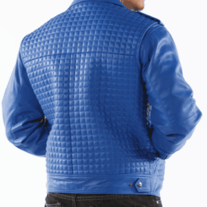 Pelle Pelle Blue Houndstooth Quilted Jacket | Leather Jacket view 2