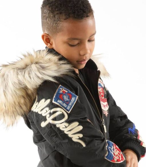 Pelle Pelle Black American Bruiser Kids Jacket