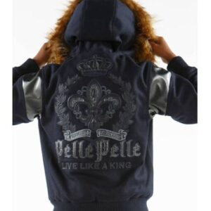 Pelle Pelle Navy Blue Wool Fur Hood Jacket | Kids Jacket