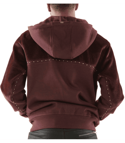 Pelle Pelle Maroon Ornate Wool Hood Jacket