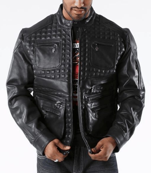 Pelle Pelle Men Black Burnish Mosaic Jacket