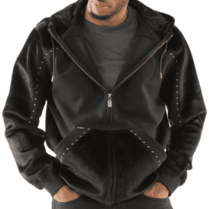 Pelle Pelle Black Ornate Wool Stud Jacket | Hood Jacket
