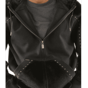 Pelle Pelle Black Ornate Wool Stud Jacket | Hood Jacket view 3