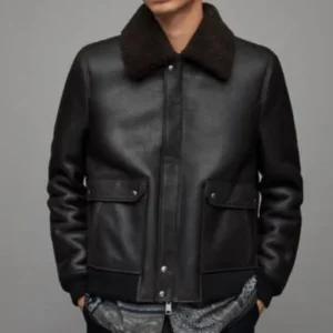 Pelle Pelle Nolan Shearling Leather Jacket | Black Jacket view 1