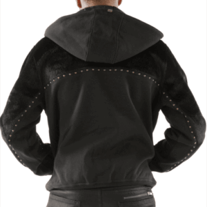 Pelle Pelle Black Ornate Wool Stud Jacket | Hood Jacket view 2