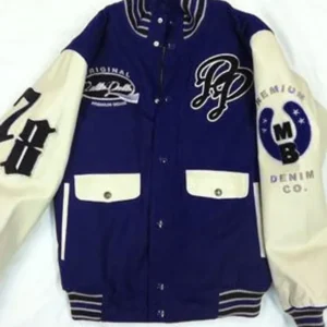 Pelle Pelle Navy Blue Denim Co. Varsity Jacket | Wool Jacket