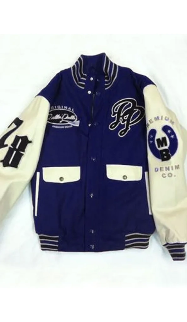 Pelle Pelle Navy Blue Denim Co. Varsity Jacket | Wool Jacket