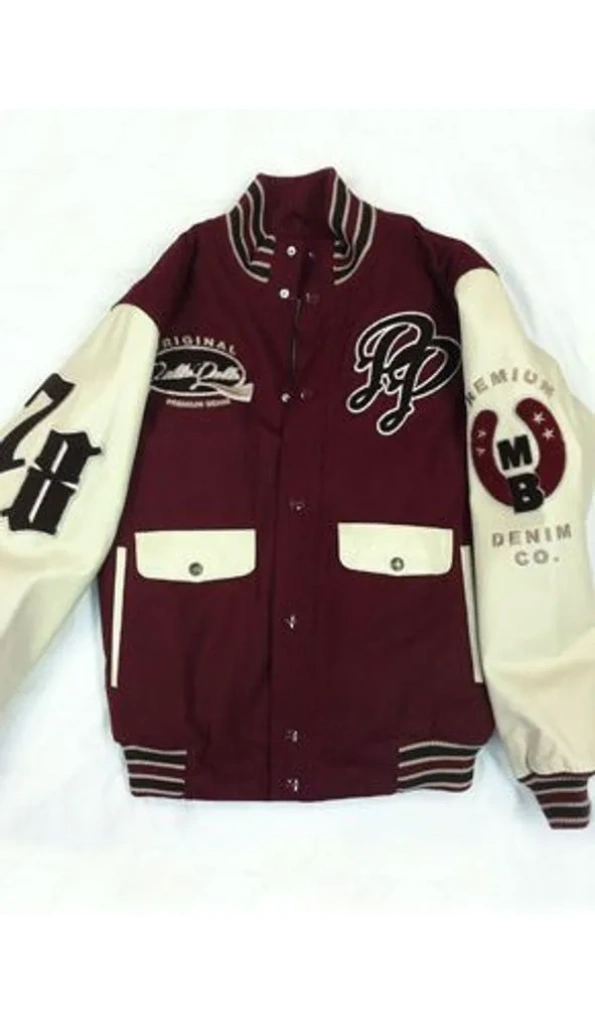 Pelle Pelle Denim Co. Maroon Varsity Jacket | Wool Jacket