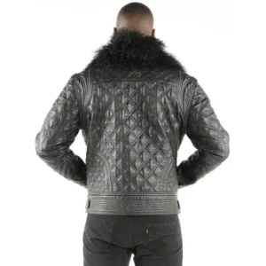 Pelle Pelle Men Fur Quilted Leather Jacket | Black Jacket