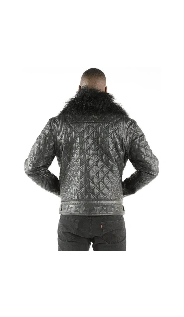 Pelle Pelle Men Fur Quilted Leather Jacket | Black Jacket