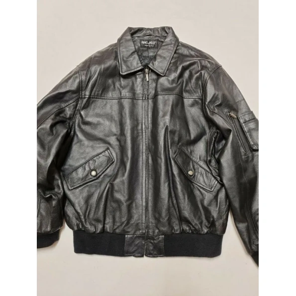 Pelle Pelle Shiny Black Leather Zipper Jacket