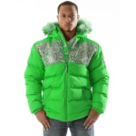 Pelle Pelle Green Snakeskin Fur Hood Jacket