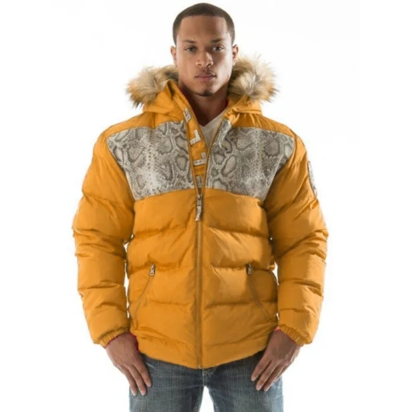 Pelle Pelle Mustard Snakeskin Puffer Jacket