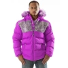 Pelle Pelle Pink Snakeskin Puffer Jacket, Leather Puffer Jacket