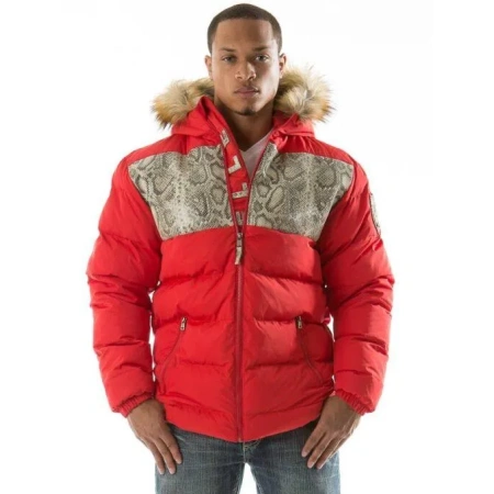 Pelle Pelle Snakeskin Fur Hood Puffer Jacket