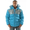 Pelle Pelle Snakeskin Fur Hood Blue Jacket