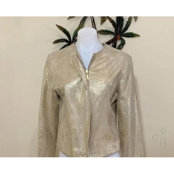 Pelle Pelle Golden Alligator Print Jacket | Soft Leather view 2