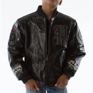 Pelle Pelle Kids Black Varsity Patch Jacket | Plush Jacket view 1