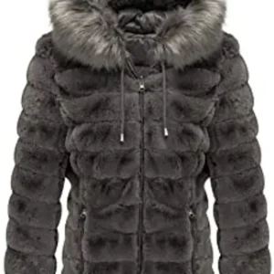 Pelle Pelle Grey Puffer Fur Hood Jacket | Wool Jacket